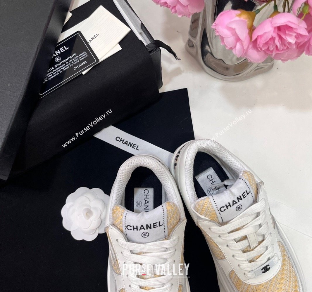 Chanel Calfskin Braided Fabric Sneakers White 2024 CH091020 (KL-240910109)