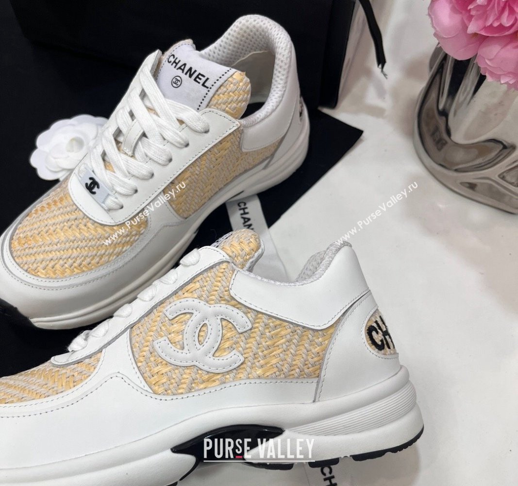 Chanel Calfskin Braided Fabric Sneakers White 2024 CH091020 (KL-240910109)