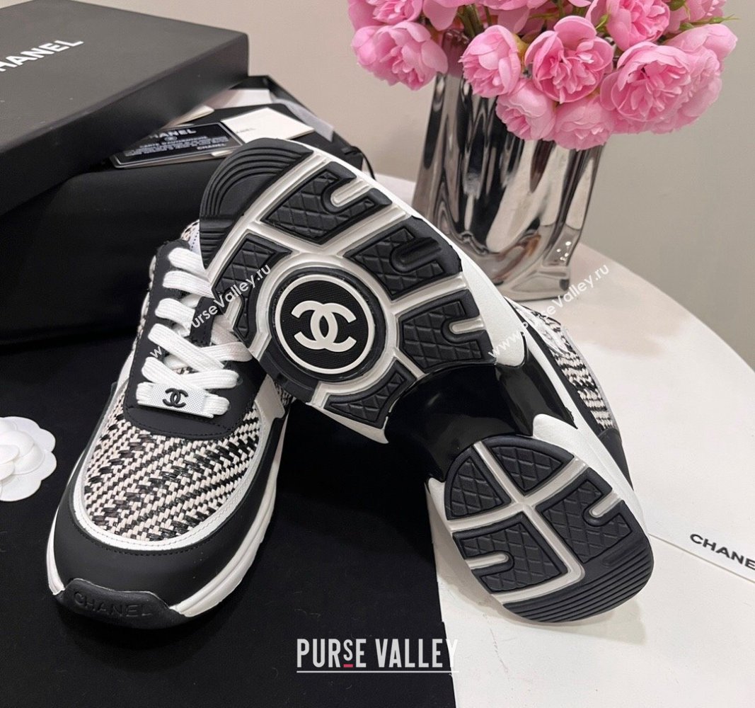 Chanel Calfskin Braided Fabric Sneakers Black 2024 CH091020 (KL-240910110)