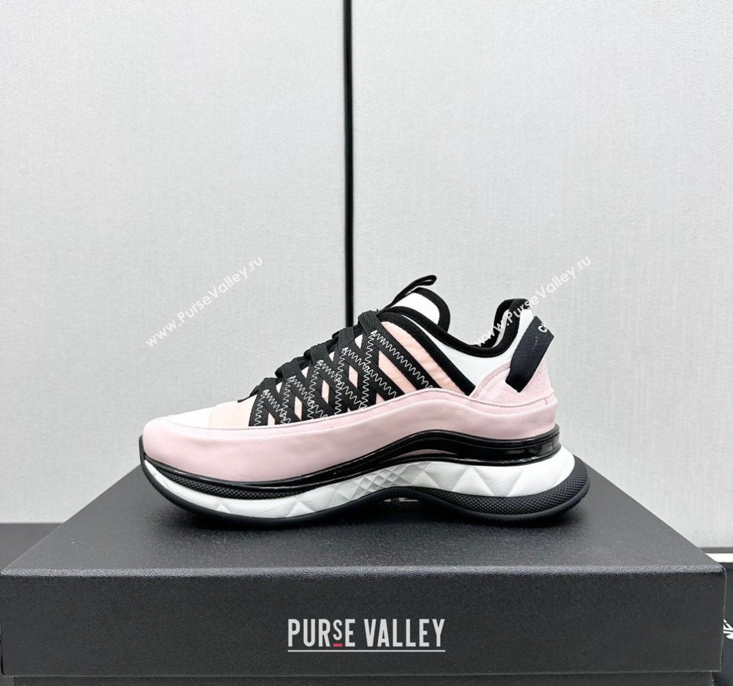 Chanel Silky Calfskin Fabric Laced Sneakers Light Pink 2024 CH091021 (MD-240910111)