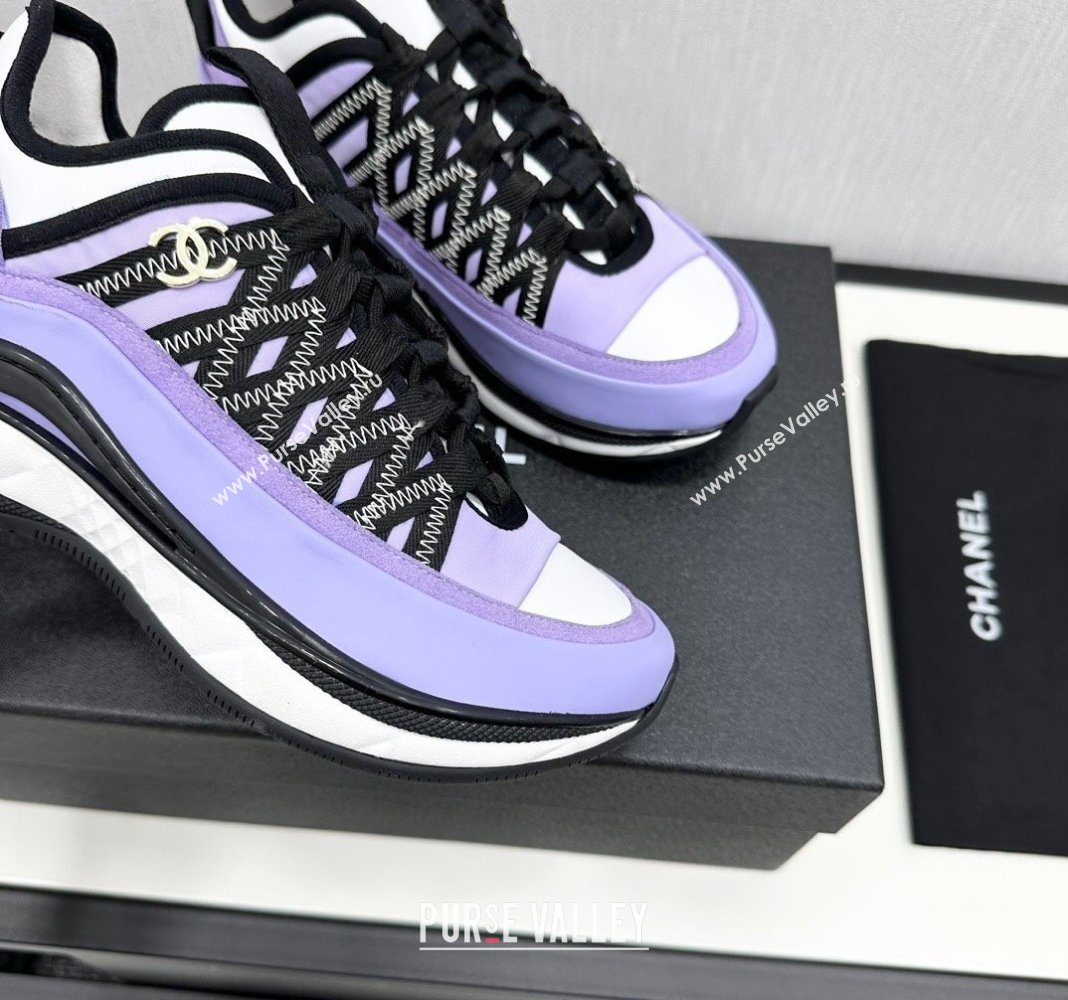 Chanel Silky Calfskin Fabric Laced Sneakers Purple 2024 CH091021 (MD-240910113)