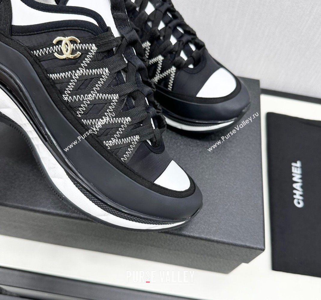 Chanel Silky Calfskin Fabric Laced Sneakers Black 2024 CH091021 (MD-240910117)