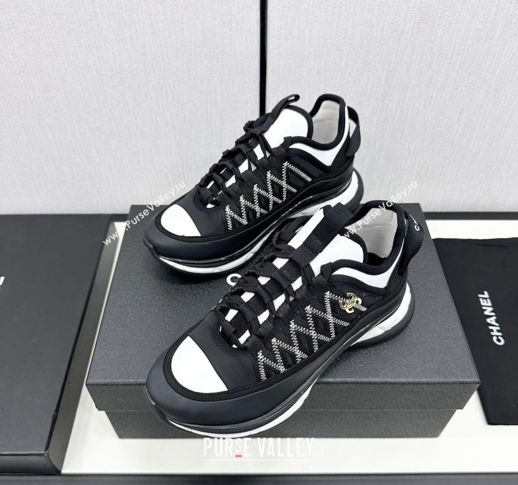 Chanel Silky Calfskin Fabric Laced Sneakers Black 2024 CH091021 (MD-240910117)