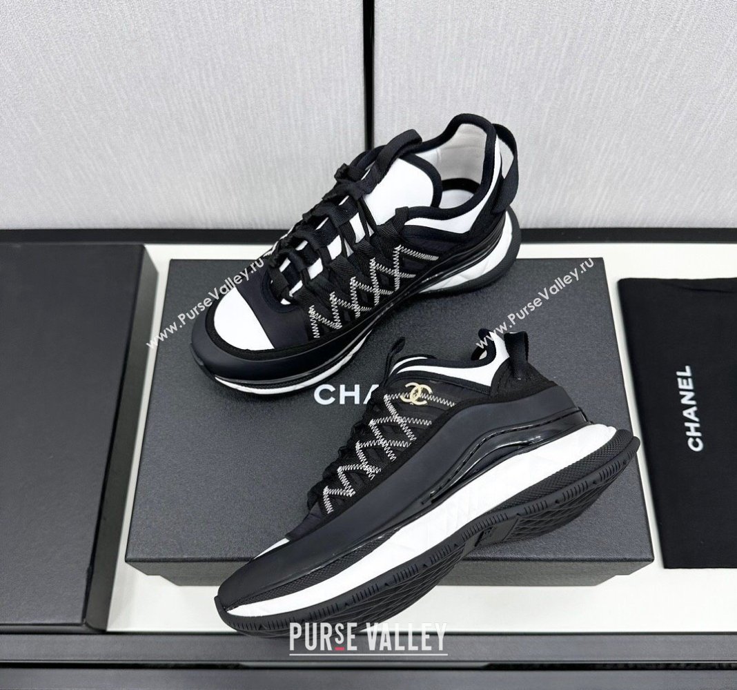 Chanel Silky Calfskin Fabric Laced Sneakers Black 2024 CH091021 (MD-240910117)