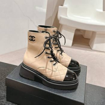 Chanel Calfskin Lace-up Ankle Boots Beige 2024 CH091022 (MD-240910122)