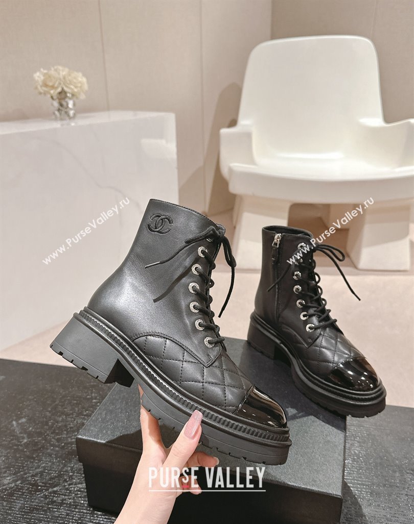 Chanel Suede Lace-up Ankle Boots Black 2024 CH091022 (MD-240910123)