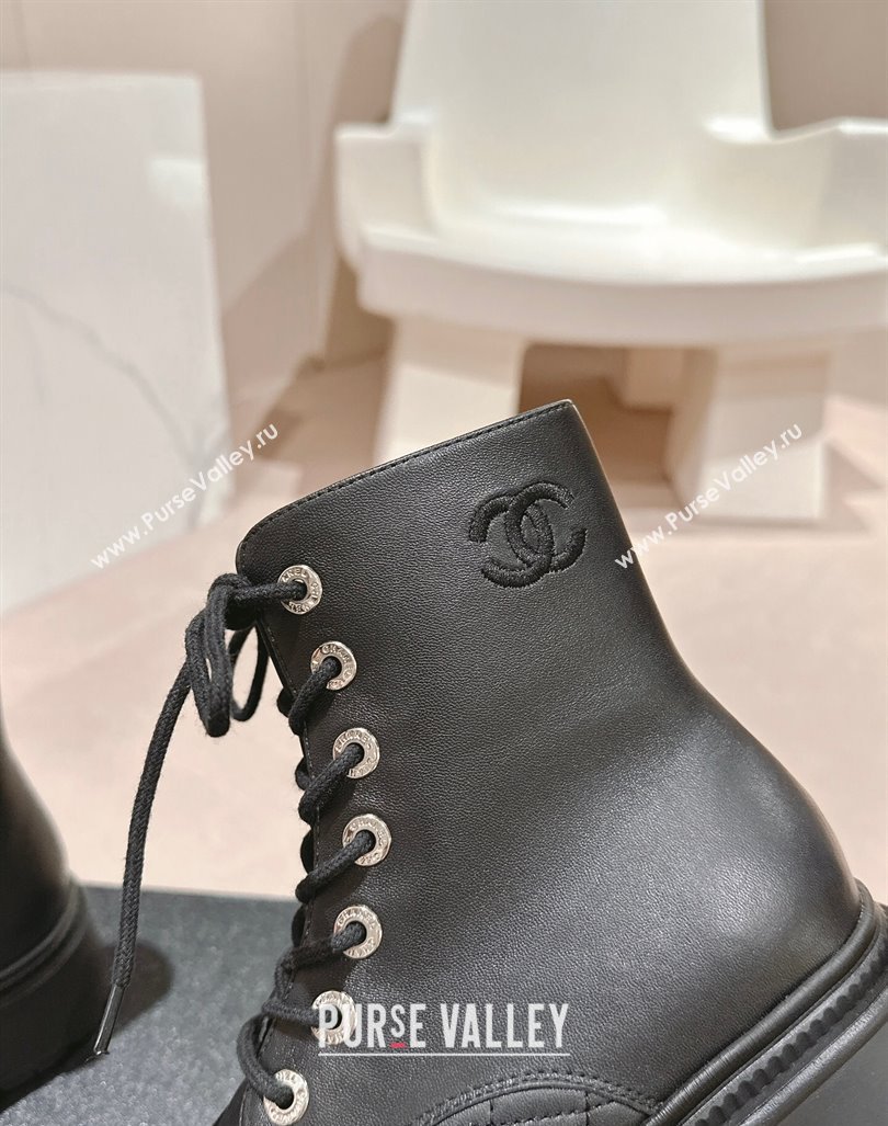 Chanel Suede Lace-up Ankle Boots Black 2024 CH091022 (MD-240910123)