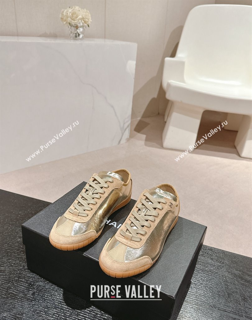 Chanel Calfskin Suede Sneakers Gold 2024 CH091024 (MD-240910127)