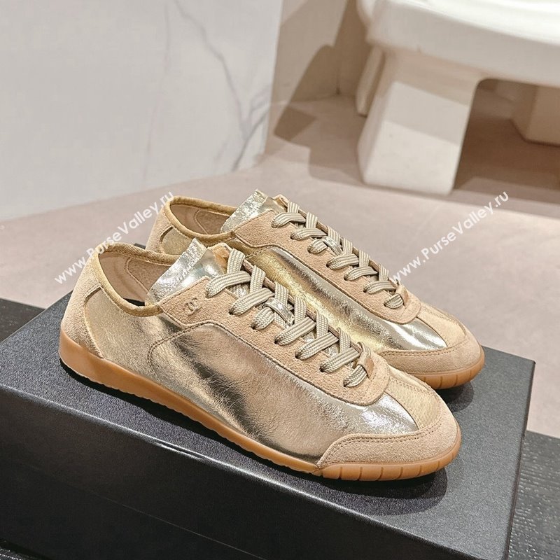 Chanel Calfskin Suede Sneakers Gold 2024 CH091024 (MD-240910127)