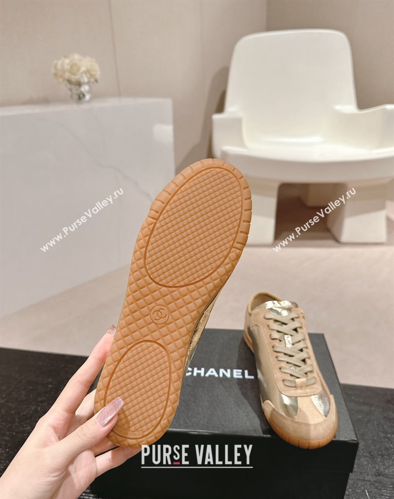 Chanel Calfskin Suede Sneakers Gold 2024 CH091024 (MD-240910127)