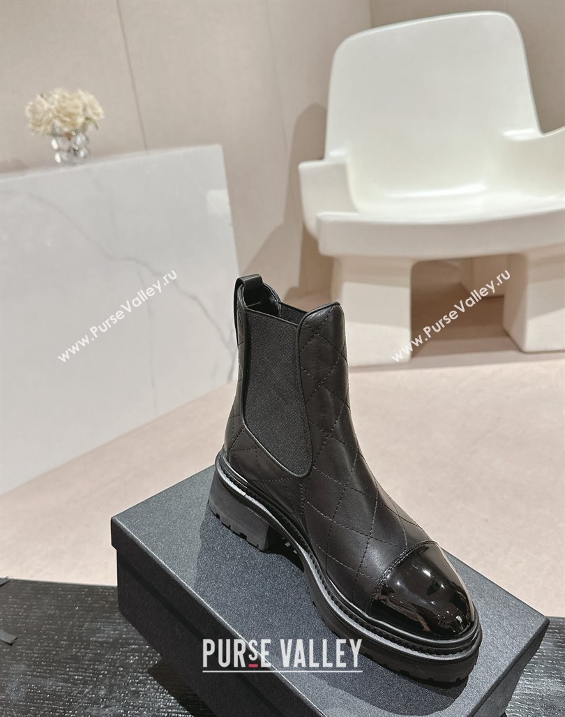 Chanel Quilted Calfskin Chelsea Platform Ankle Boots Black 2024 CH090907 (MD-240909089)