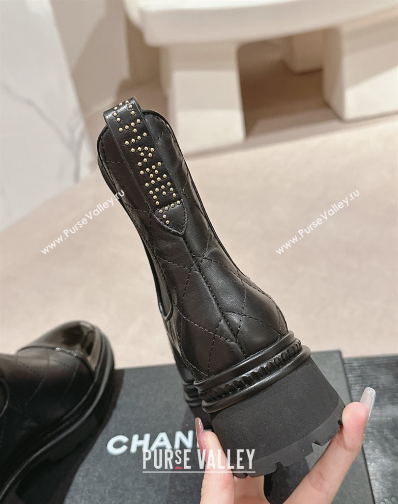 Chanel Quilted Calfskin Chelsea Platform Ankle Boots Black 2024 CH090907 (MD-240909089)