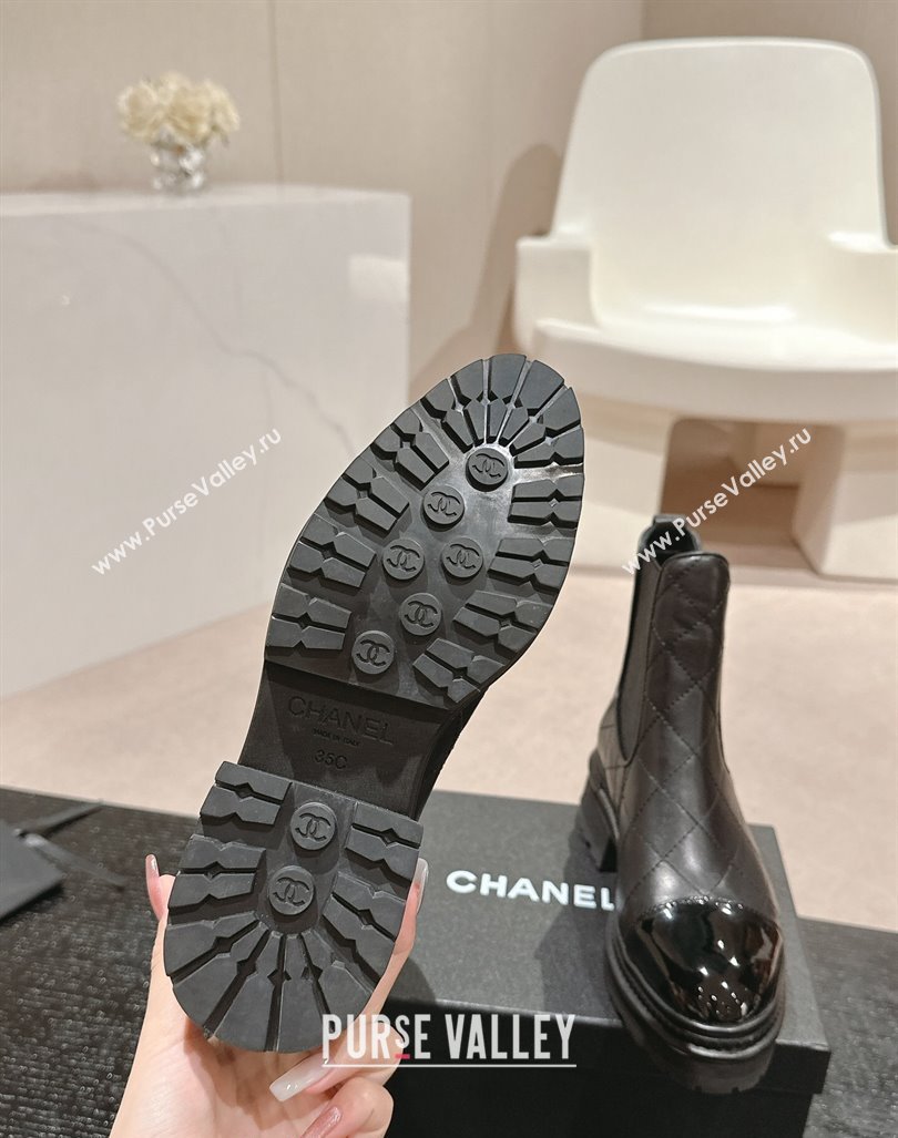 Chanel Quilted Calfskin Chelsea Platform Ankle Boots Black 2024 CH090907 (MD-240909089)