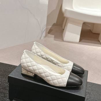 Chanel Quilted Lambskin Leather Low-Heel Pumps White 2024 G45235 (MD-240910140)