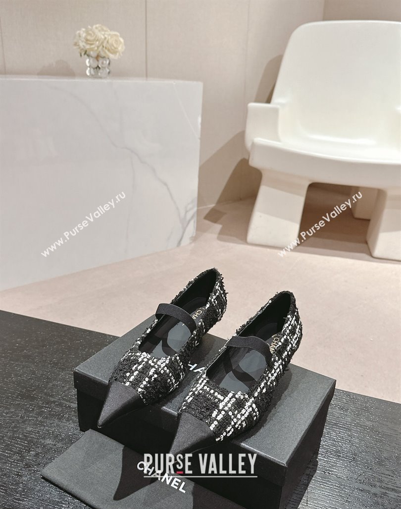 Chanel Tweed Pointed Pumps with Sequins Black 2024 CH091004 (MD-240910011)