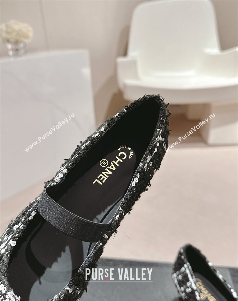 Chanel Tweed Pointed Pumps with Sequins Black 2024 CH091004 (MD-240910011)