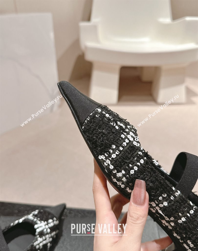 Chanel Tweed Pointed Pumps with Sequins Black 2024 CH091004 (MD-240910011)