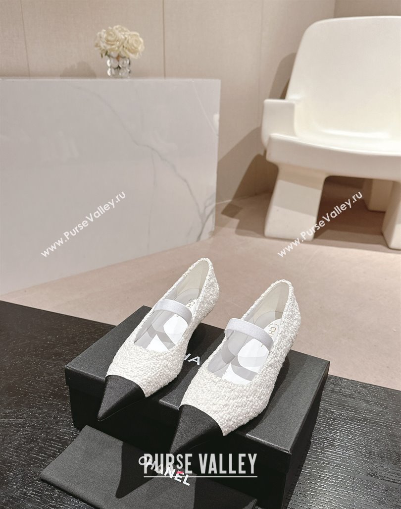 Chanel Tweed Pointed Pumps White 2024 CH091004 (MD-240910012)