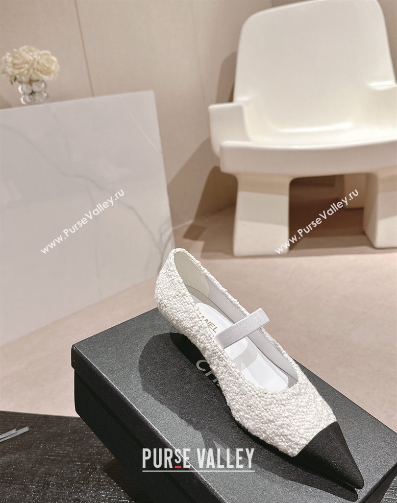 Chanel Tweed Pointed Pumps White 2024 CH091004 (MD-240910012)