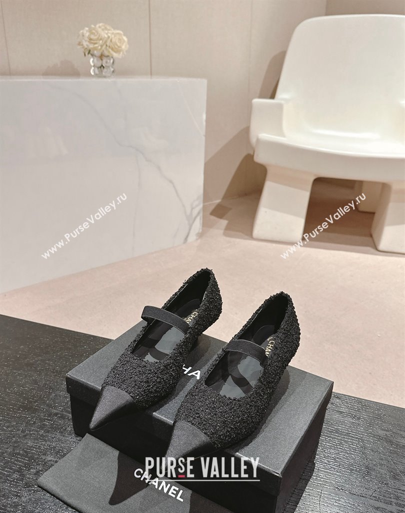 Chanel Tweed Pointed Pumps Black 2024 CH091004 (MD-240910013)