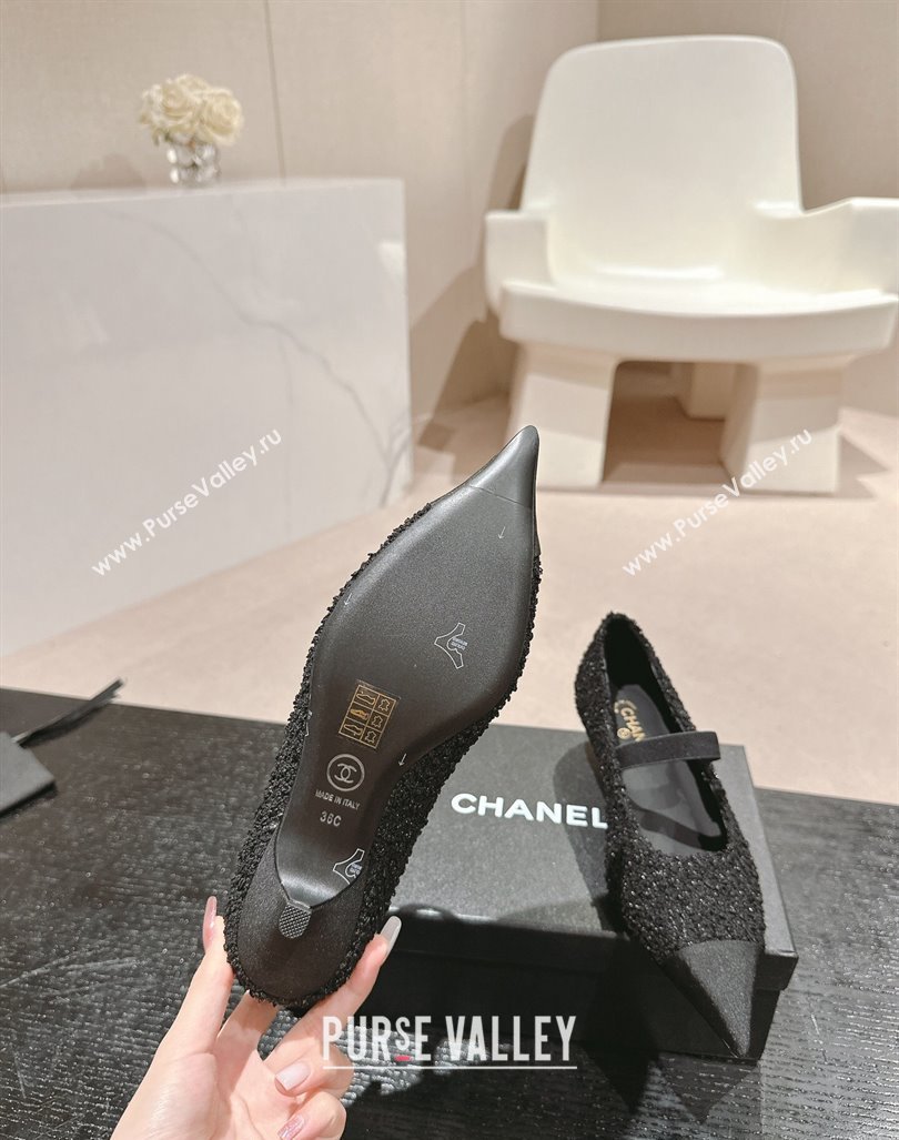 Chanel Tweed Pointed Pumps Black 2024 CH091004 (MD-240910013)