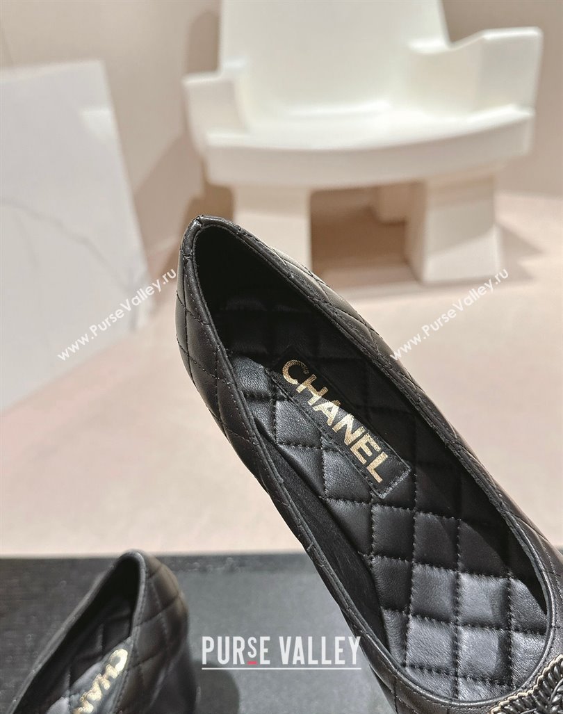 Chanel Quilted Calfskin Pumps with Wheat CC Black 2024 CH091007 (MD-240910024)