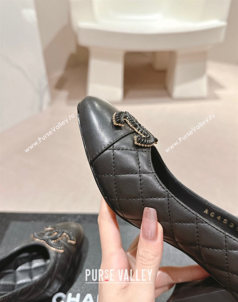 Chanel Quilted Calfskin Pumps with Wheat CC Black 2024 CH091007 (MD-240910024)