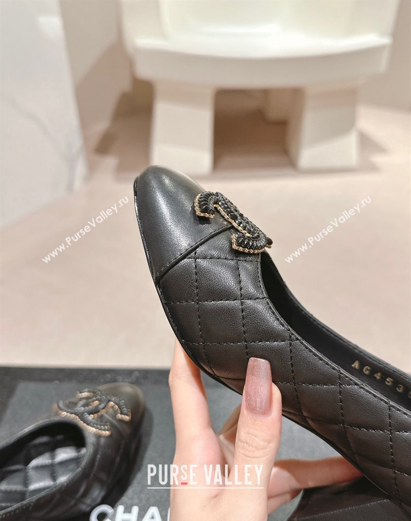 Chanel Quilted Calfskin Pumps with Wheat CC Black 2024 CH091007 (MD-240910024)