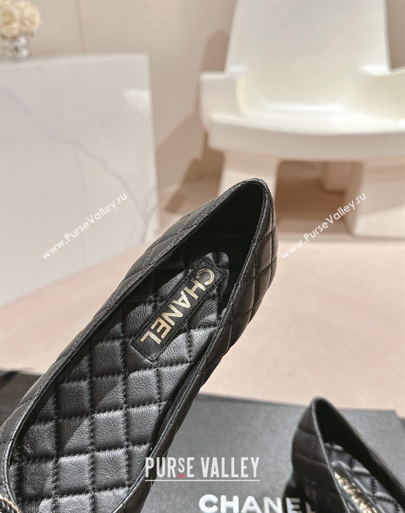 Chanel Quilted Calfskin Ballet Flats with Wheat CC Black 2024 CH091007 (MD-240910028)