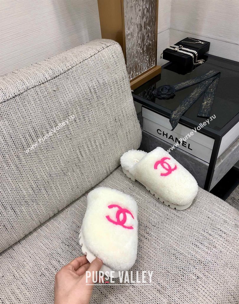 Chanel Wool Fur Platform Mules White 2024 CH090909 (MD-240909130)