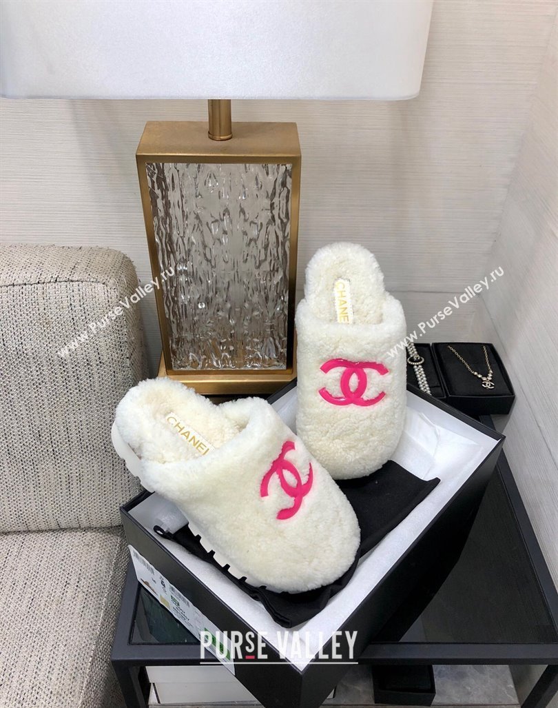 Chanel Wool Fur Platform Mules White 2024 CH090909 (MD-240909130)