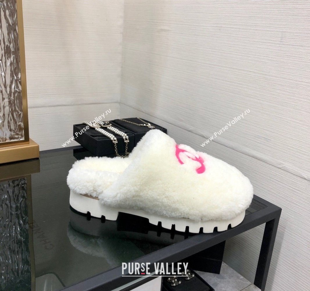 Chanel Wool Fur Platform Mules White 2024 CH090909 (MD-240909130)