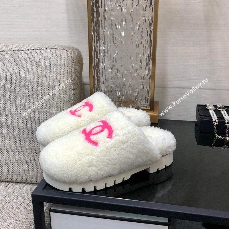 Chanel Wool Fur Platform Mules White 2024 CH090909 (MD-240909130)