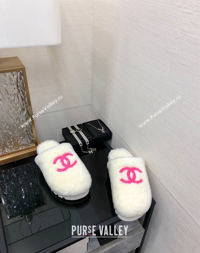 Chanel Wool Fur Platform Mules White 2024 CH090909 (MD-240909130)