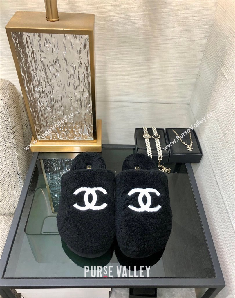 Chanel Wool Fur Platform Mules Black 2024 CH090909 (MD-240909132)