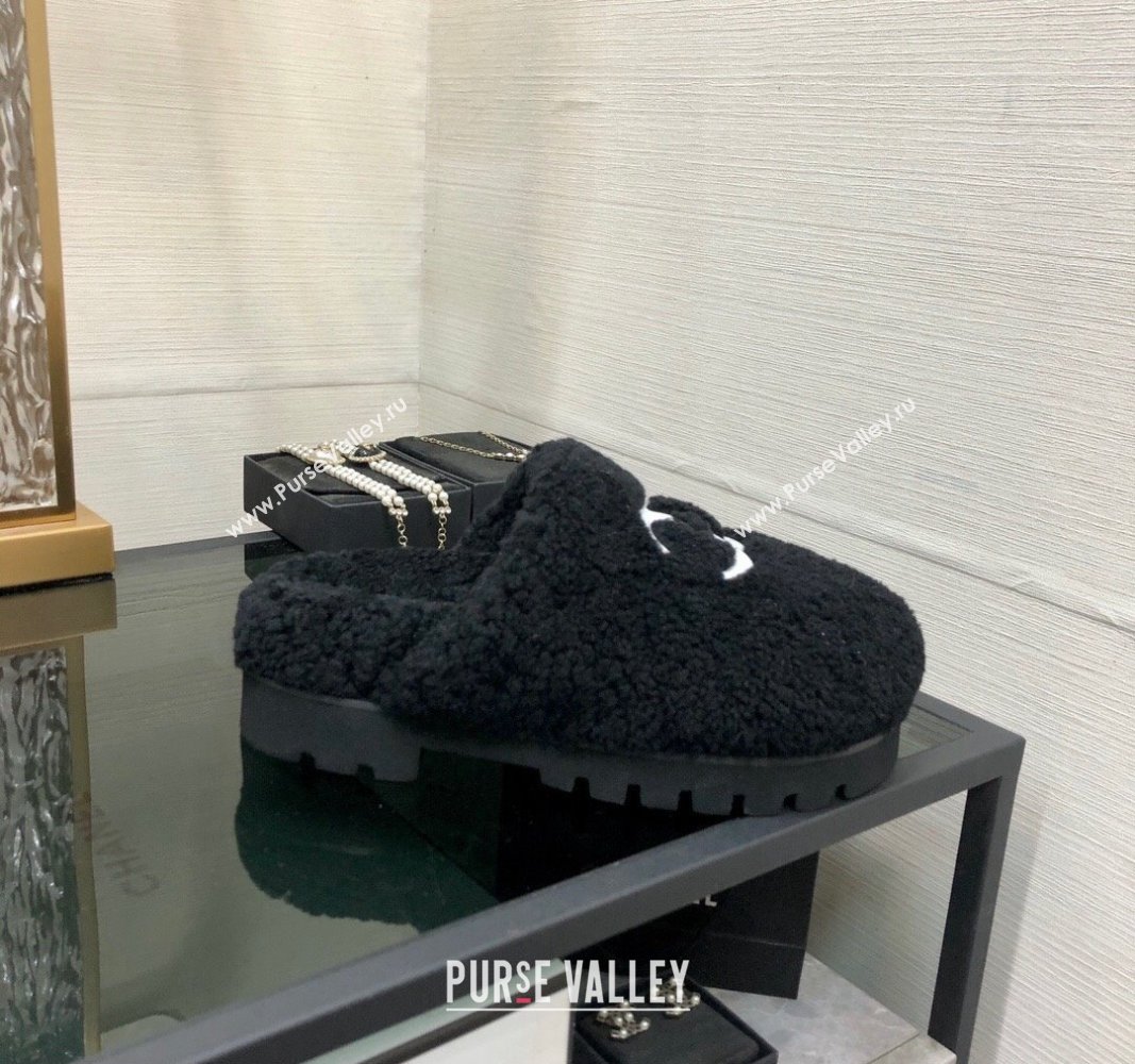 Chanel Wool Fur Platform Mules Black 2024 CH090909 (MD-240909132)