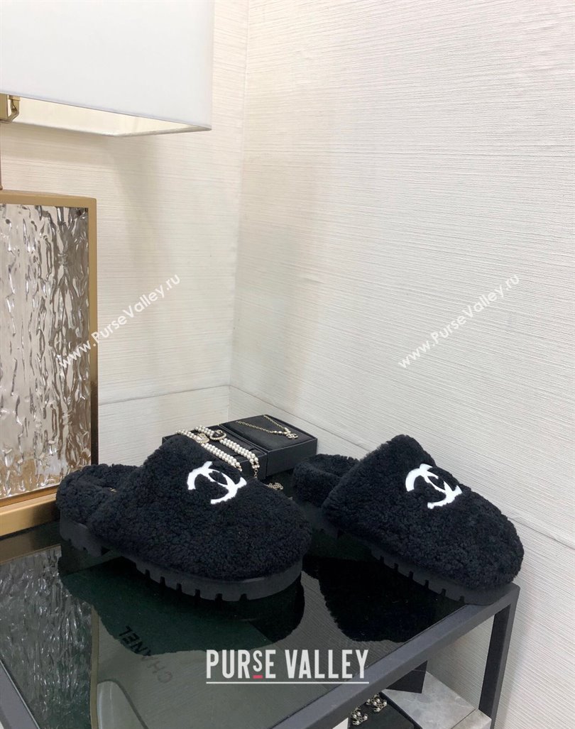 Chanel Wool Fur Platform Mules Black 2024 CH090909 (MD-240909132)