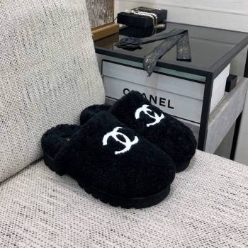 Chanel Wool Fur Platform Mules Black 2024 CH090909 (MD-240909132)