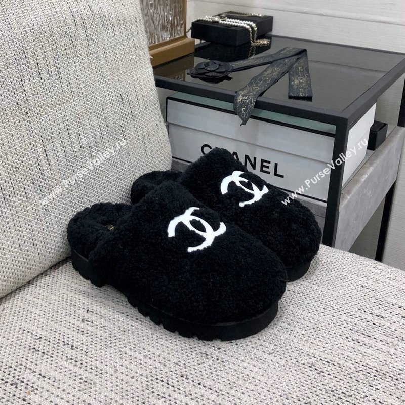 Chanel Wool Fur Platform Mules Black 2024 CH090909 (MD-240909132)