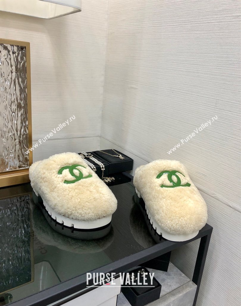 Chanel Wool Fur Platform Mules Beige 2024 CH090909 (MD-240909133)