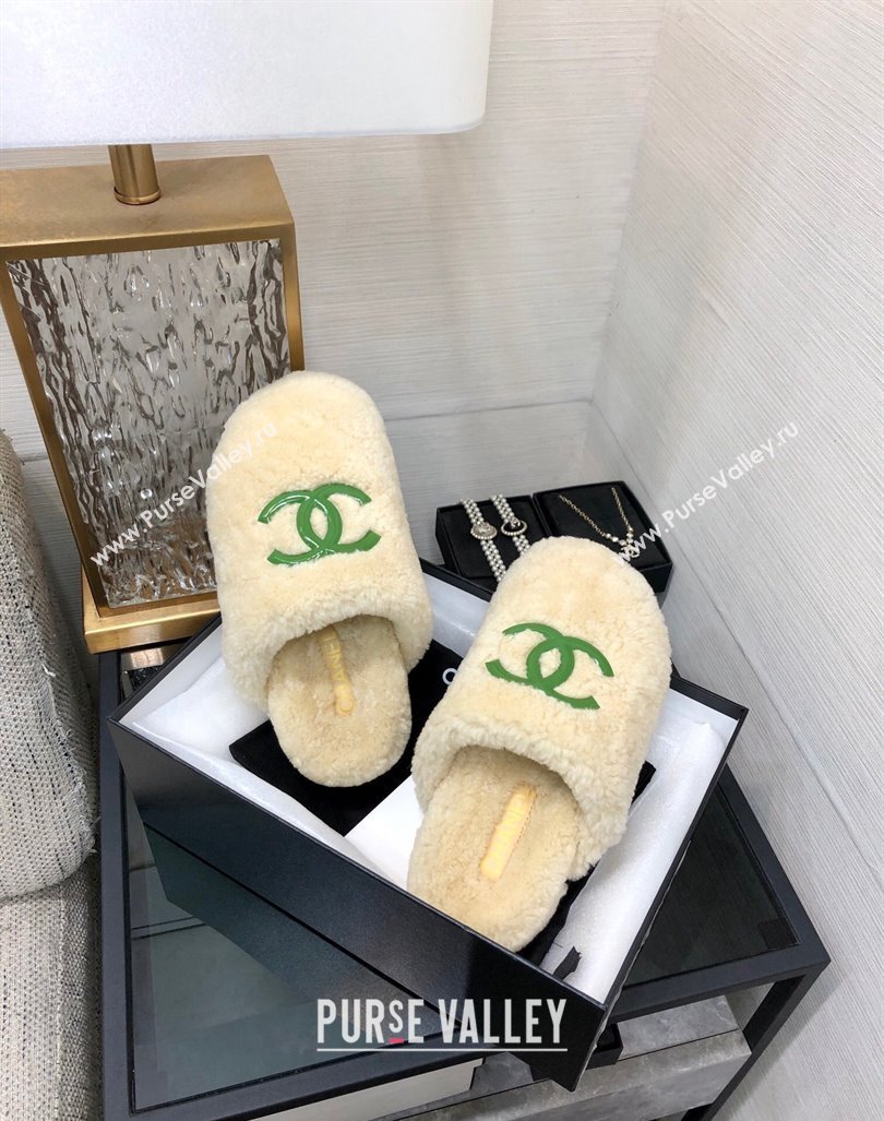 Chanel Wool Fur Platform Mules Beige 2024 CH090909 (MD-240909133)