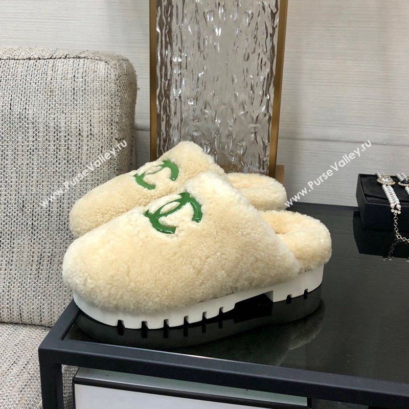 Chanel Wool Fur Platform Mules Beige 2024 CH090909 (MD-240909133)