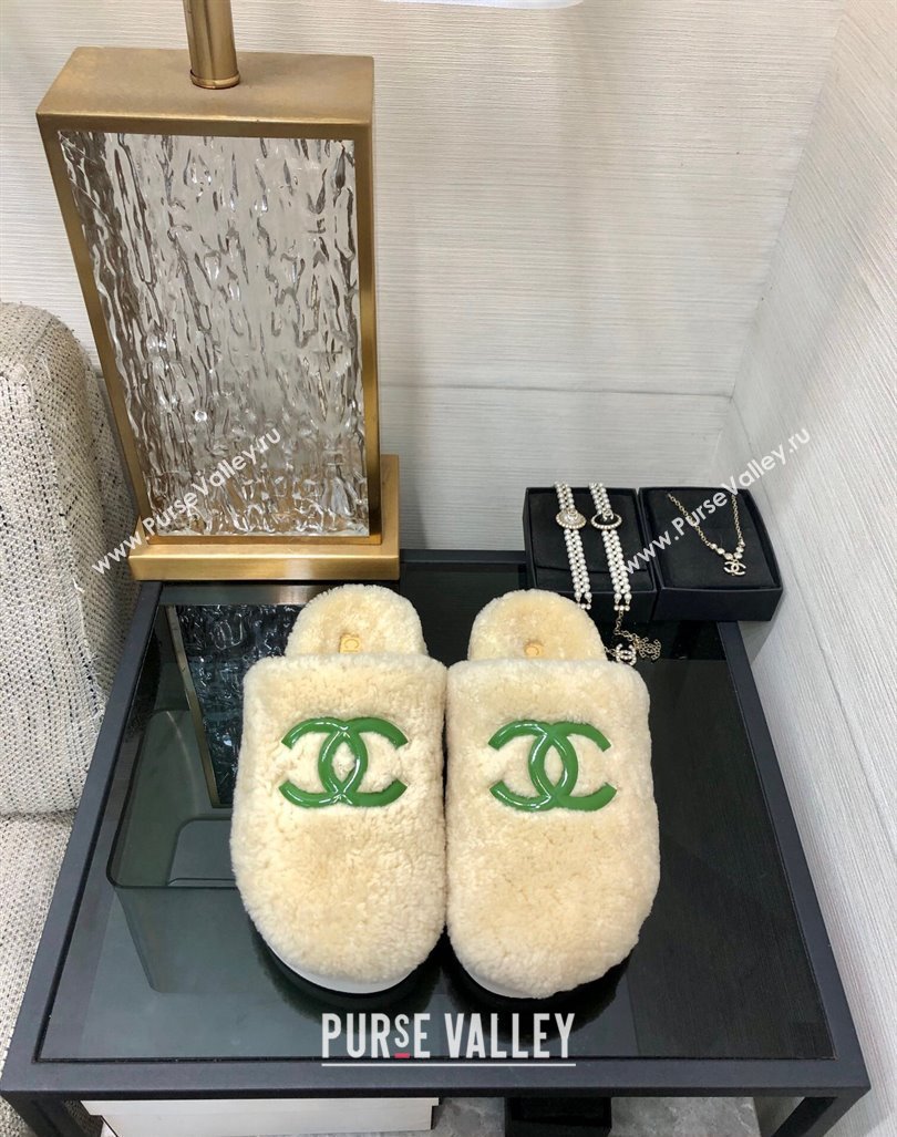 Chanel Wool Fur Platform Mules Beige 2024 CH090909 (MD-240909133)