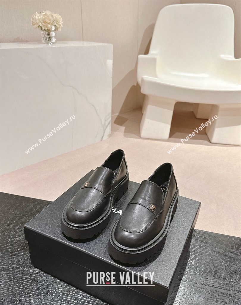 Chanel Calfskin Platform Loafers Black 2024 CH091011 (MD-240910062)