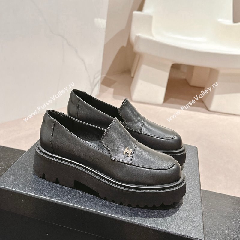 Chanel Calfskin Platform Loafers Black 2024 CH091011 (MD-240910062)