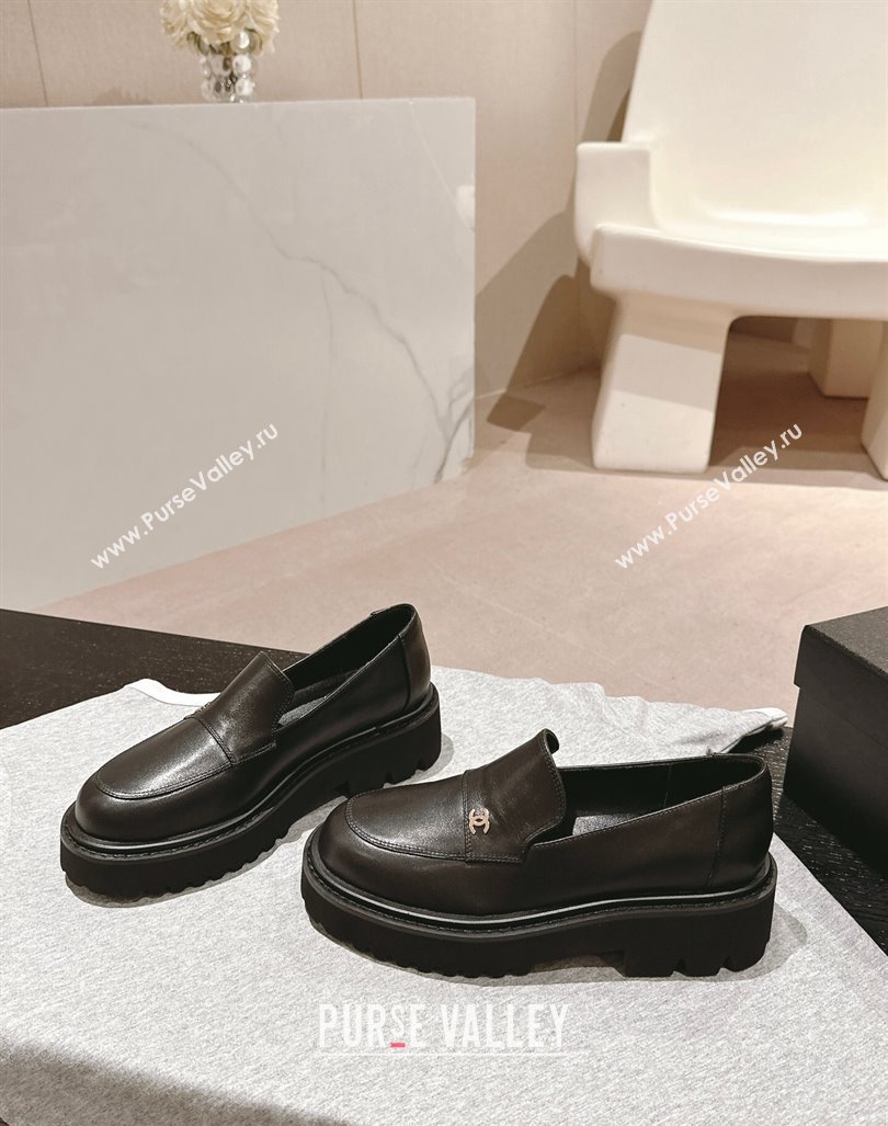 Chanel Calfskin Platform Loafers Black 2024 CH091011 (MD-240910062)