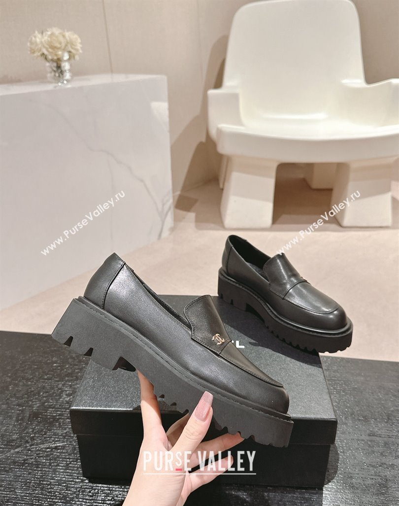 Chanel Calfskin Platform Loafers Black 2024 CH091011 (MD-240910062)