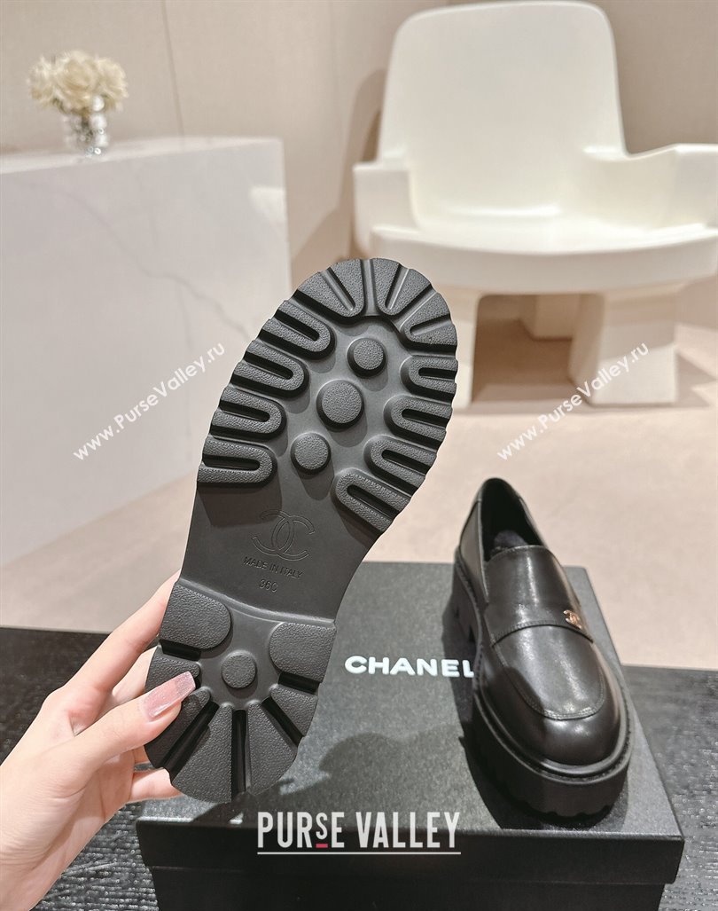 Chanel Calfskin Platform Loafers Black 2024 CH091011 (MD-240910062)