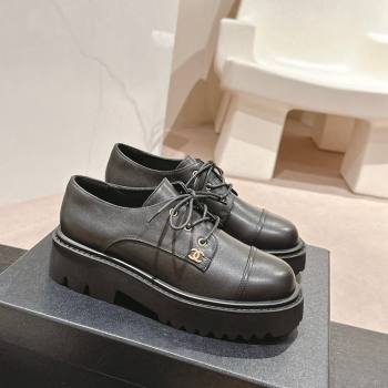 Chanel Calfskin Lace-up Shoes Black 2024 CH091011 (MD-240910067)