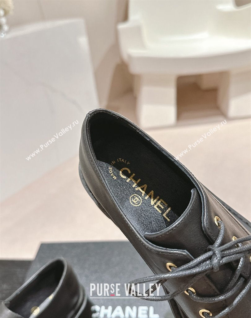 Chanel Calfskin Lace-up Shoes Black 2024 CH091011 (MD-240910067)